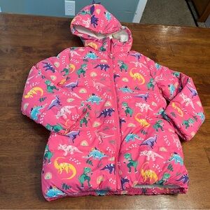 Girls Gymboree Pink Dinosaur puffer coat Sherpa lined coat size 8